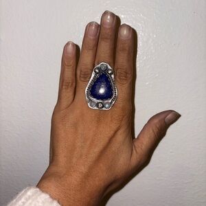 Lapis, Moonstone & Sterling Silver Statement Ring